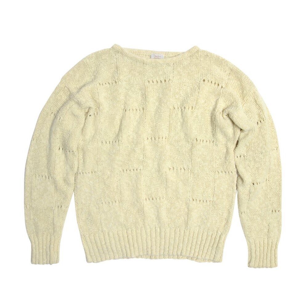 Jean Pierre Michelet (France) Vintage, Slub Yarn, Open Eyelets, Checkerboard